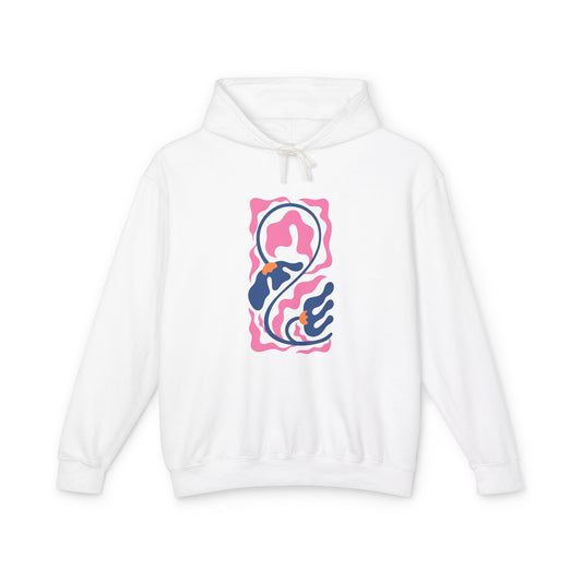 Pink Nautical Wave Graphic Lightweight Women's Hooded Sweatshirt