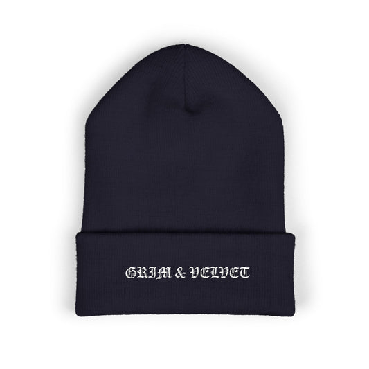 Grim & Velvet Heart Soul Embroidered Cuffed Beanie
