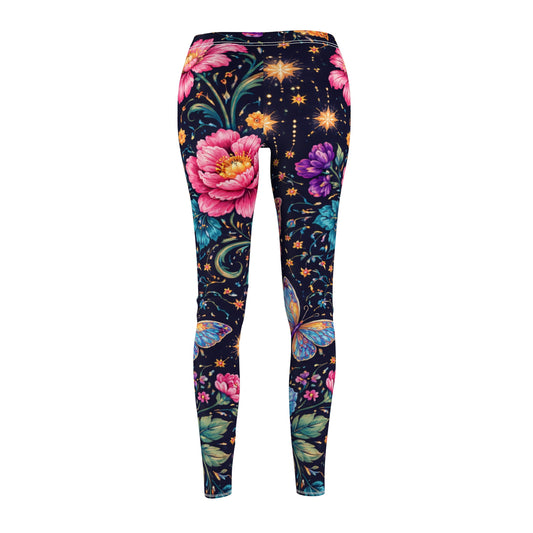 Floral Moon & Butterfly Women's Casual Leggings