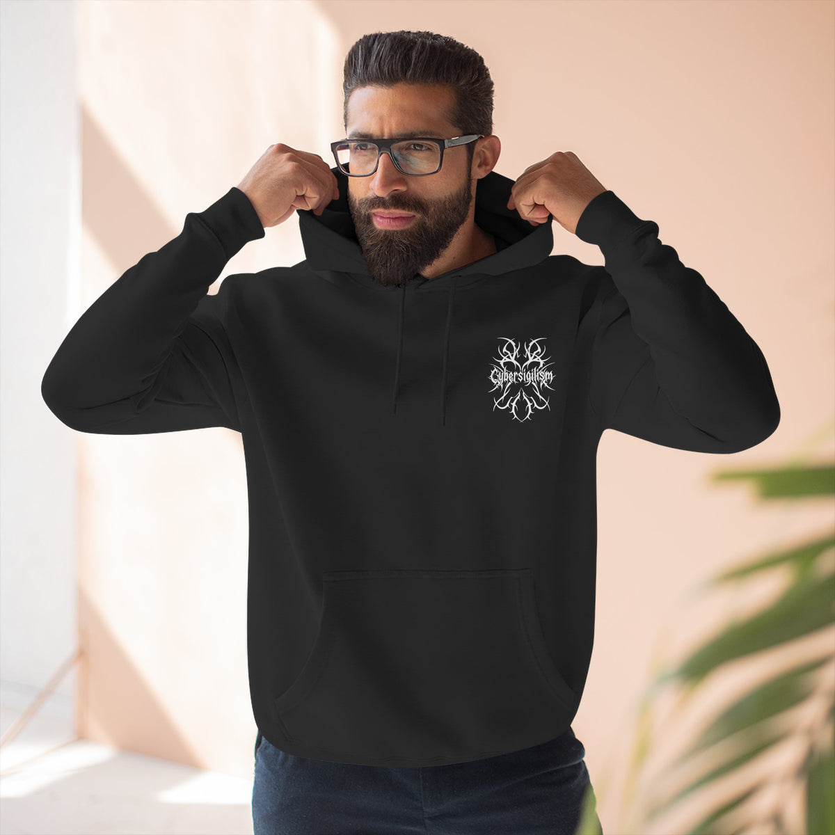 Cybersigilism Gothic Three-Panel Fleece Hooded Sweatshirt