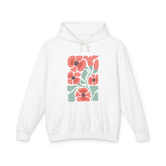 Floral Poppy Lightweight Women's Hooded Sweatshirt
