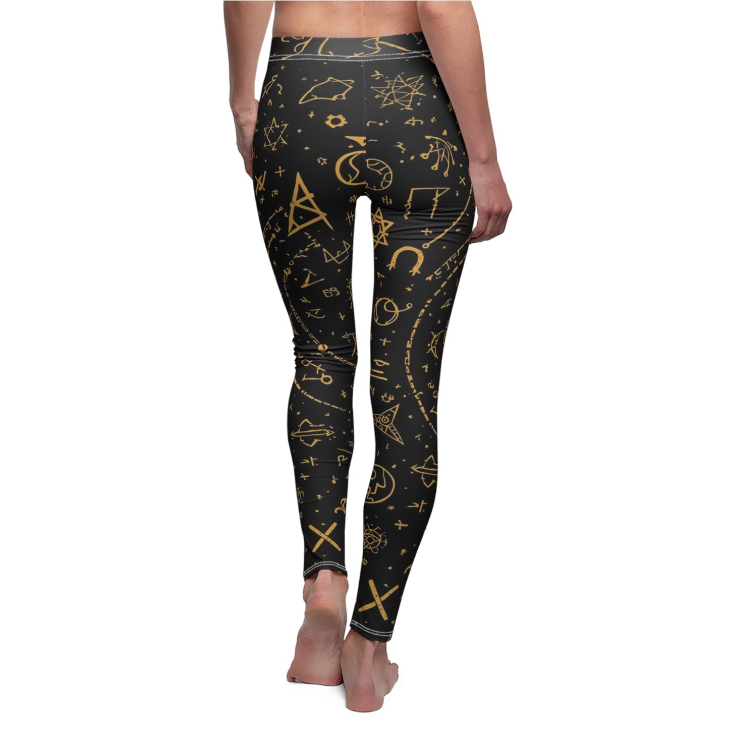 Black & Gold Astrology Symbols Women's Leggings