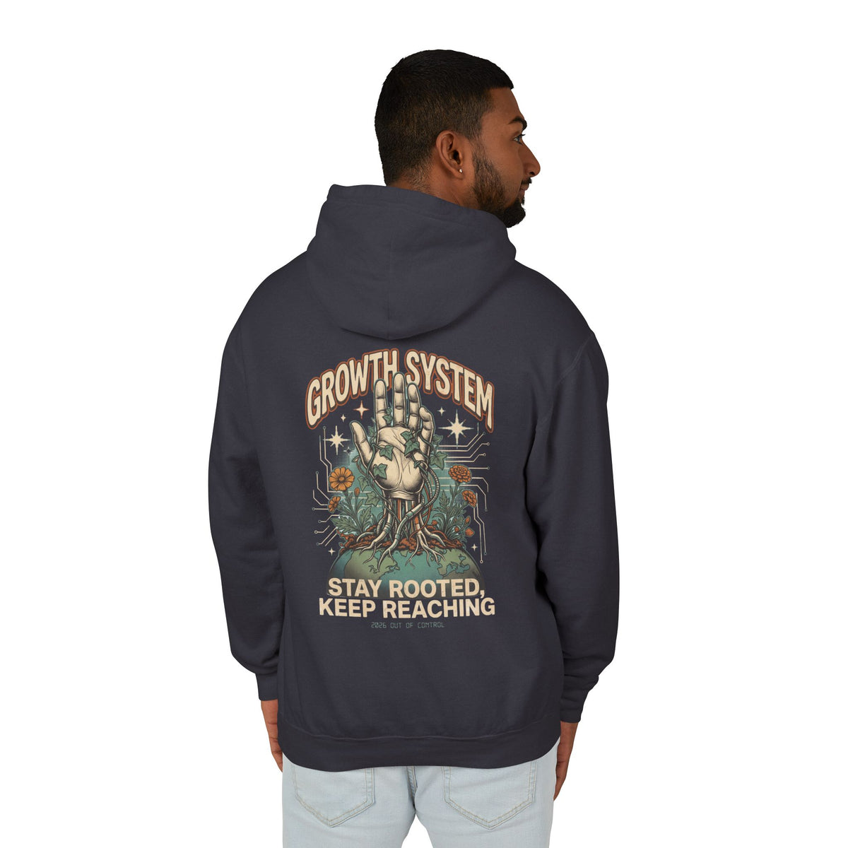 Steampunk Gorilla "Growth System: Stay Rooted, Keep Reaching" Lightweight Hooded Sweatshirt