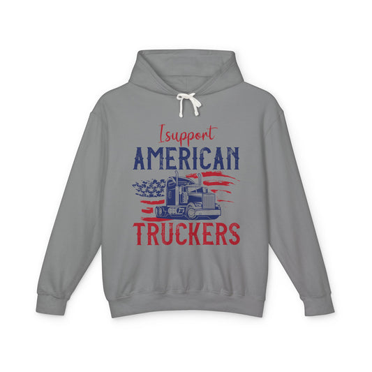 I Support American Truckers Lightweight Hooded Sweatshirt