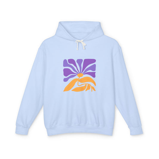 Retro Purple & Orange Sunburst Lightweight Women's Hooded Sweatshirt