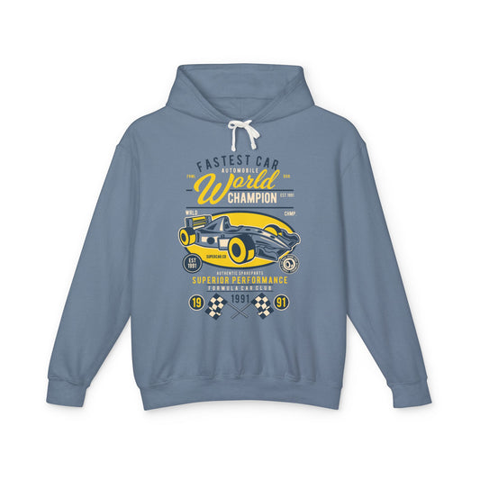 Fastest Car World Champion Vintage Auto Design Lightweight Hooded Sweatshirt