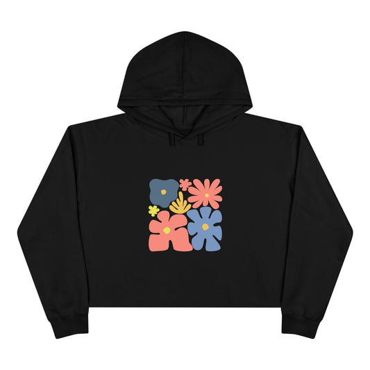 Colorful 70s Bloom Crop Hoodie