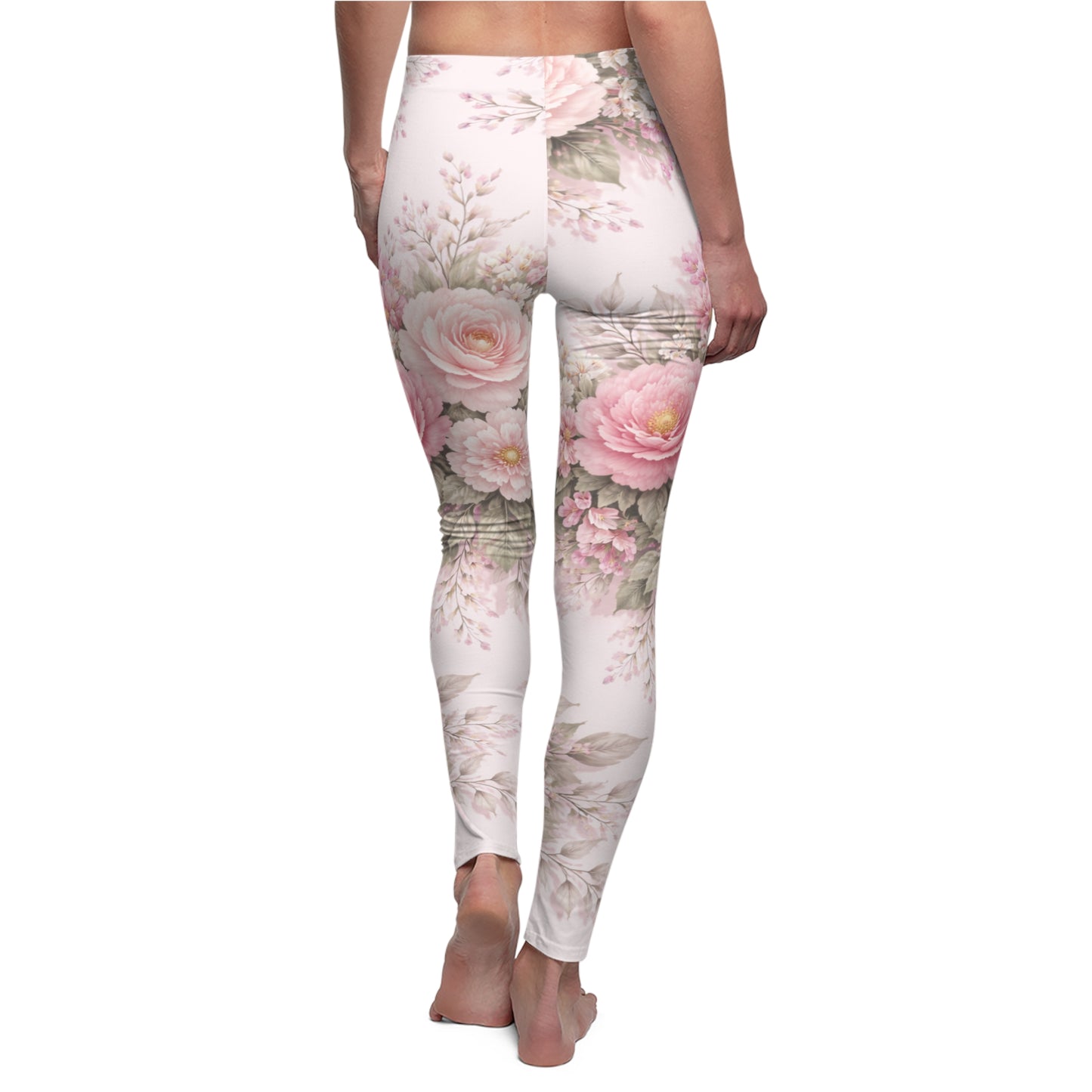 Pink Vintage Garden Women's Casual Leggings