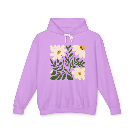 Minimal Yellow Bloom Lightweight Women's Hooded Sweatshirt