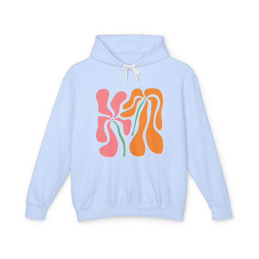 Groovy Pink & Orange Floral Lightweight Women's Hooded Sweatshirt