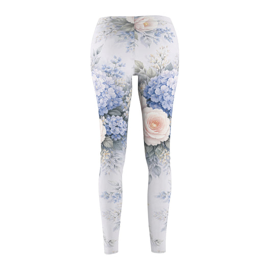 Floral Pastel Rose & Hydrangea Women's Casual Leggings