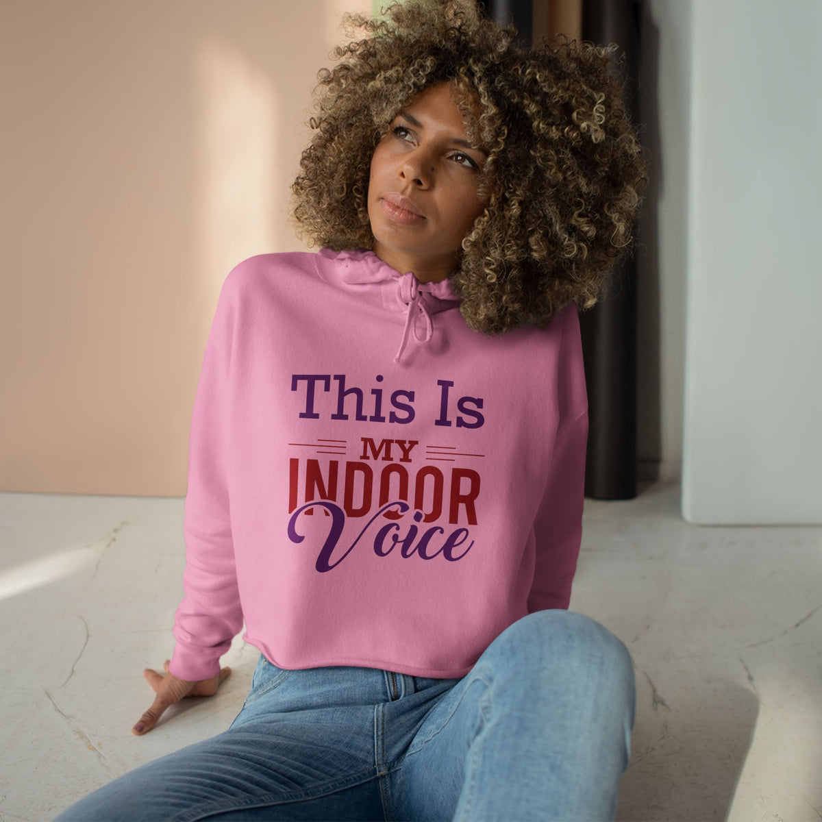 This Is My Indoor Voice Crop Hoodie