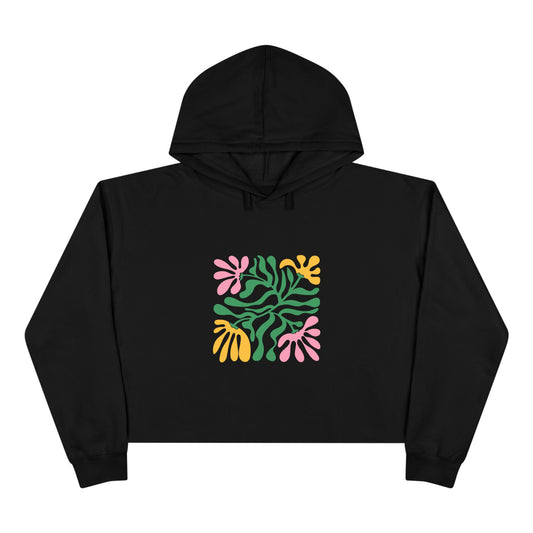 Floral Cutout Abstract Crop Hoodie