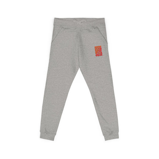 Pink Retro Flower Graphic Embroidered Women's Fleece Sweatpants