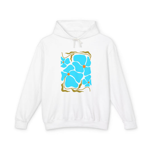 Blue Organic Pattern Lightweight Women's Hooded Sweatshirt