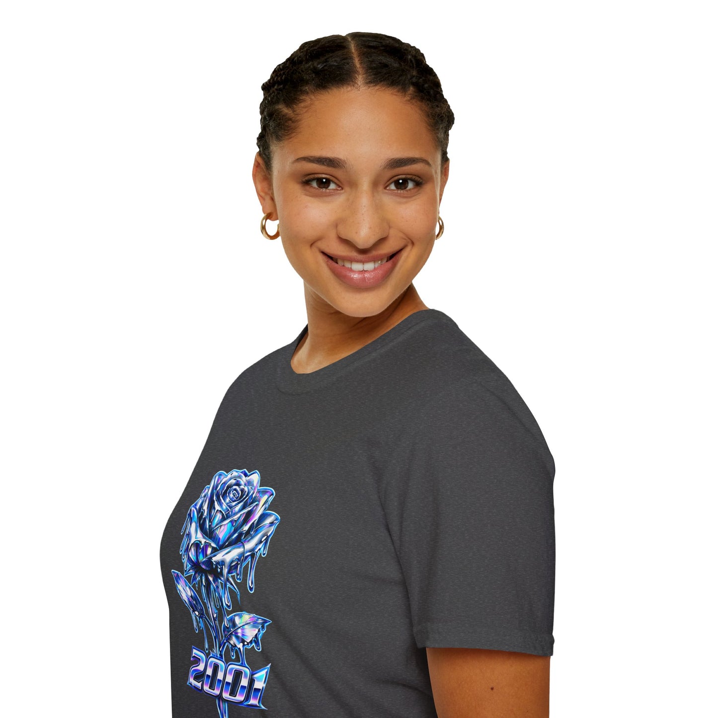 2001 Blue Chrome Cyberpunk Rose Women's T-Shirt