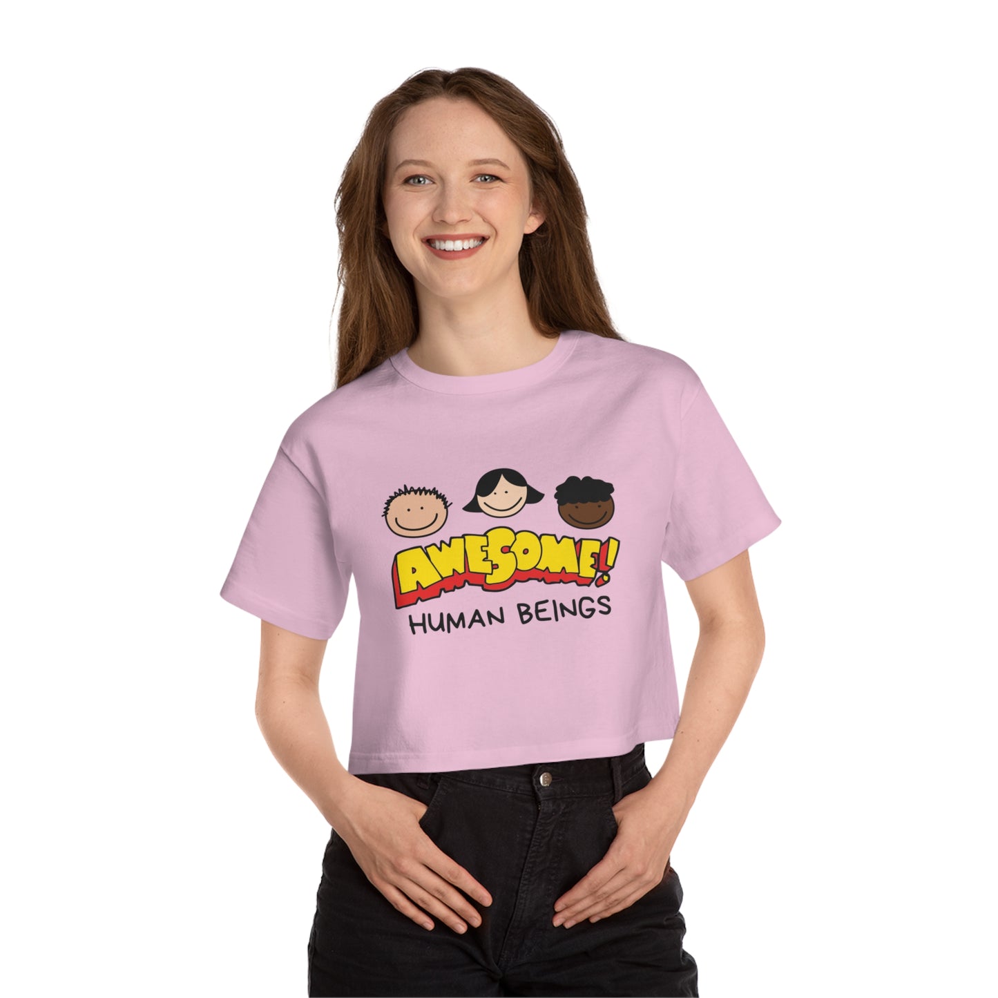 Awesome! Human Beings Cropped Champion Tee