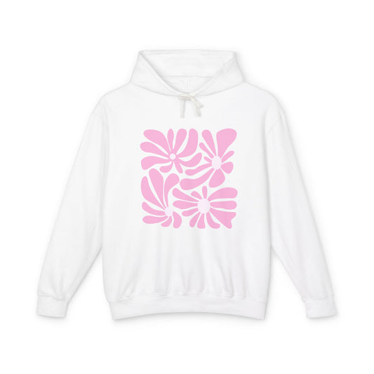Pink Retro Floral Lightweight Women's Hooded Sweatshirt