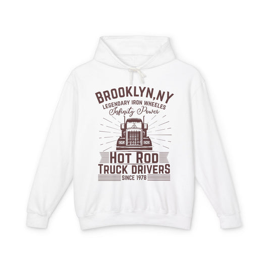 Brooklyn NY Hot Rod Truck Drivers Lightweight Hooded Sweatshirt