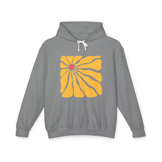 Minimal Yellow Floral Graphic Lightweight Women's Hooded Sweatshirt