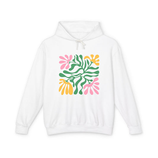 Floral Cutout Abstract Lightweight Women's Hooded Sweatshirt