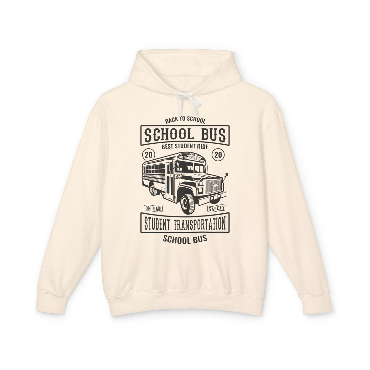 Back To School Bus Transportation Lightweight Hooded Sweatshirt