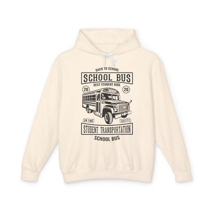 Back To School Bus Transportation Lightweight Hooded Sweatshirt
