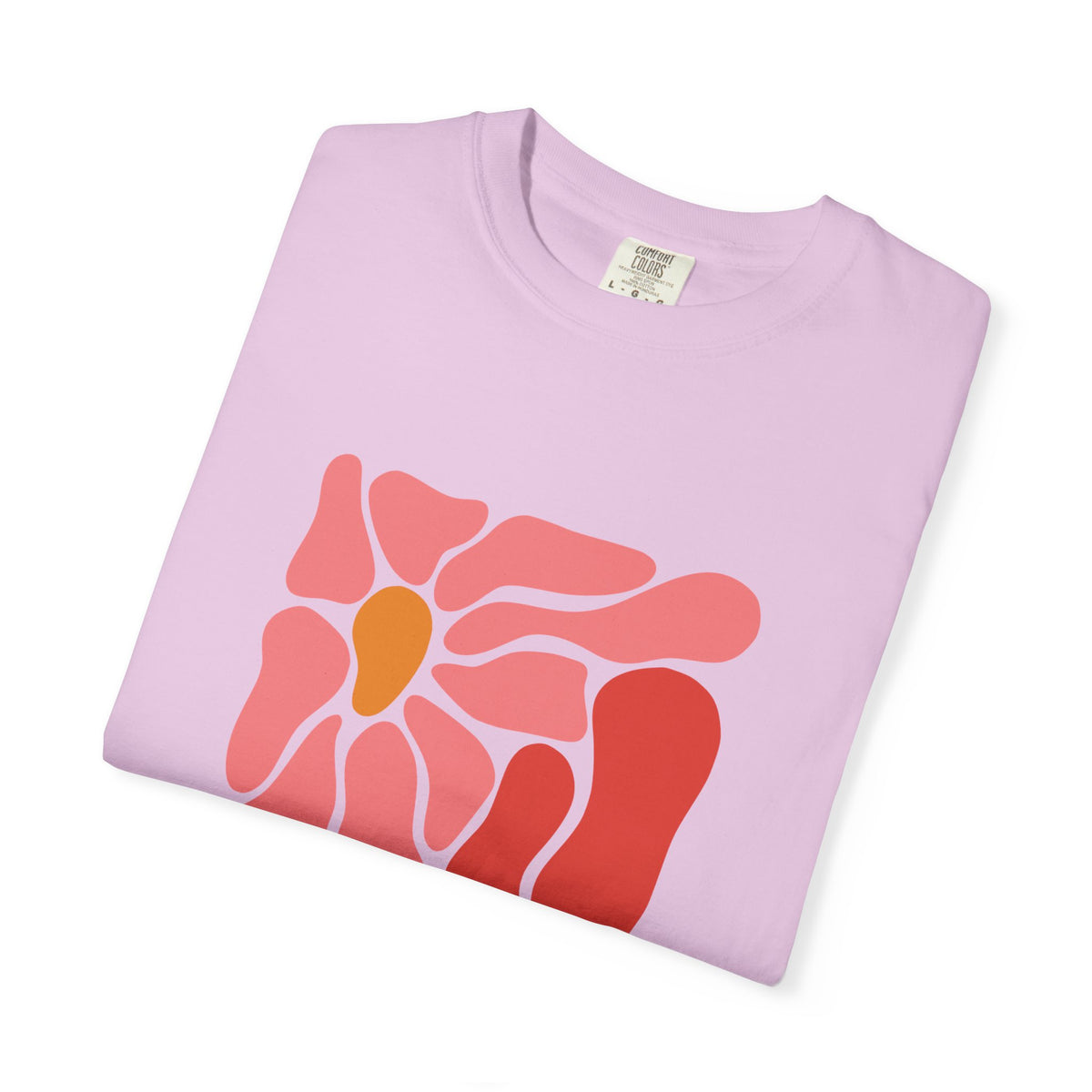 Pink Retro Flower Graphic Garment-Dyed Women's T-Shirt