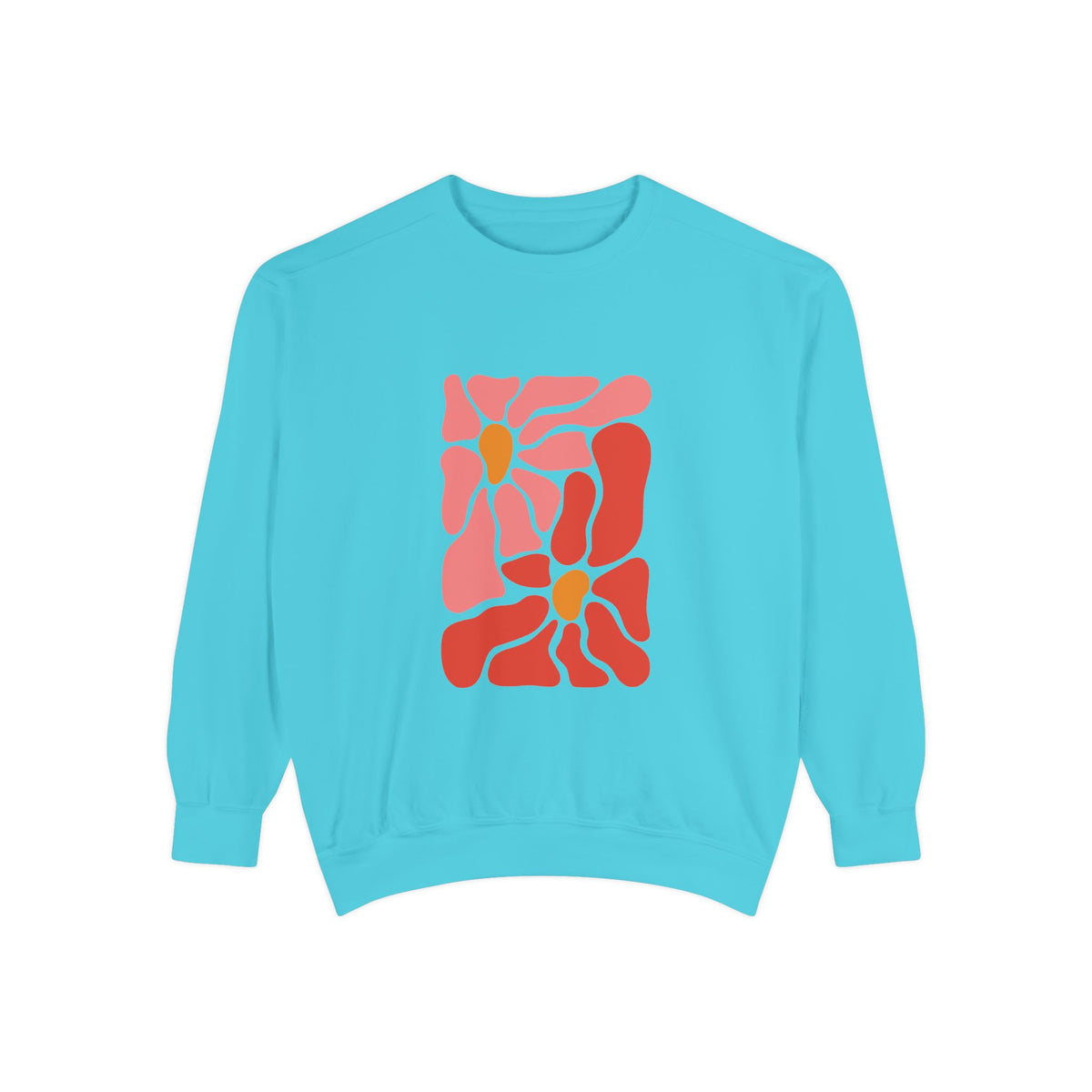Pink Retro Flower Graphic Garment-Dyed Women's Hooded Sweatshirt