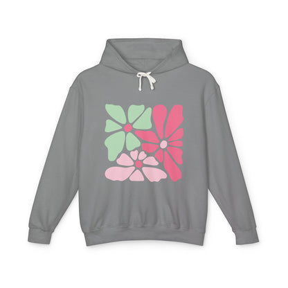 Floral Retro Block Print Lightweight Women's Hooded Sweatshirt