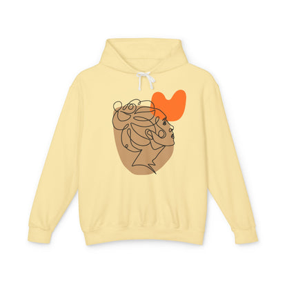 Abstract Heart Line Art Lightweight Women's Hooded Sweatshirt