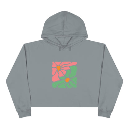 Abstract Pink & Green Flower Crop Hoodie