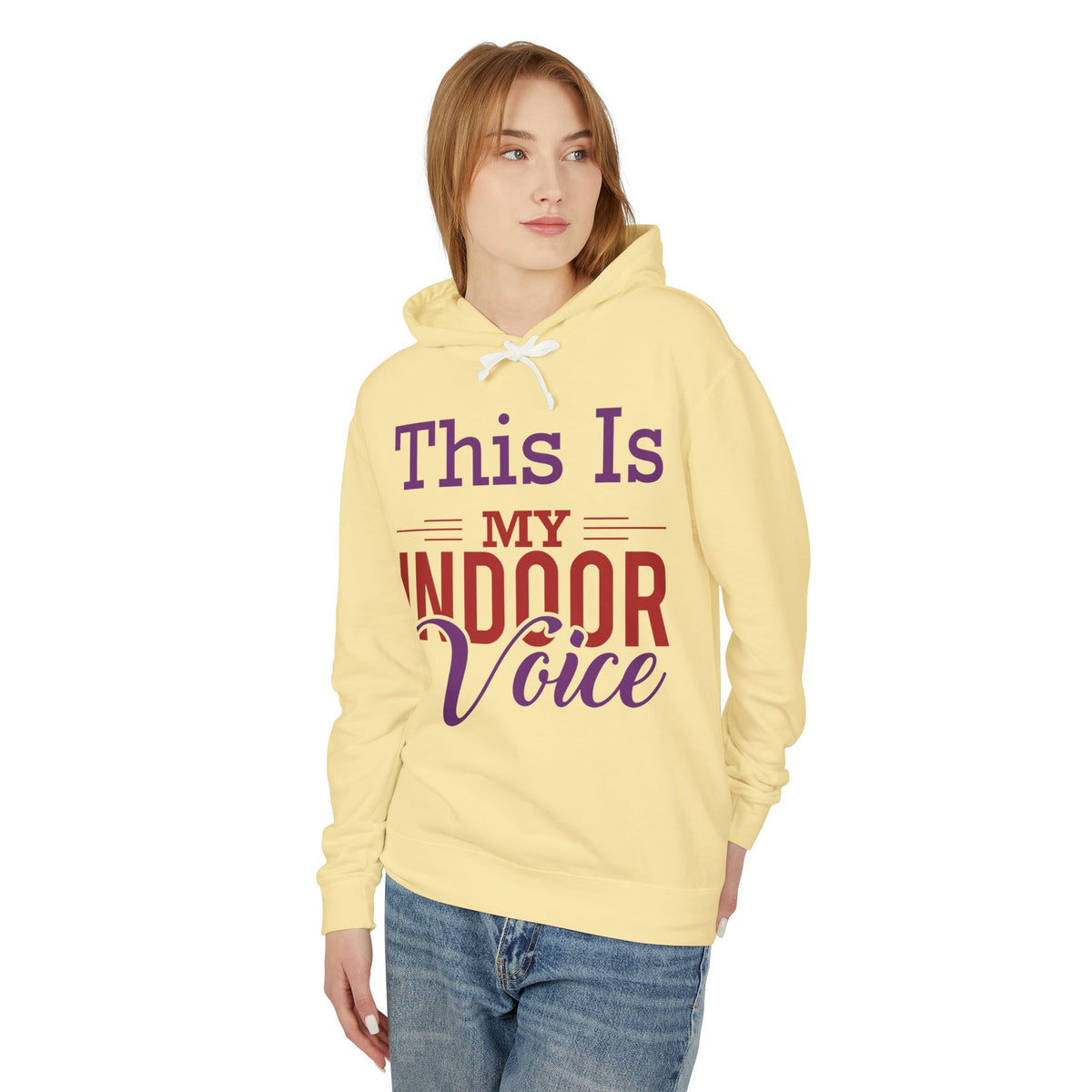 This Is My Indoor Voice Lightweight Women's Hooded Sweatshirt