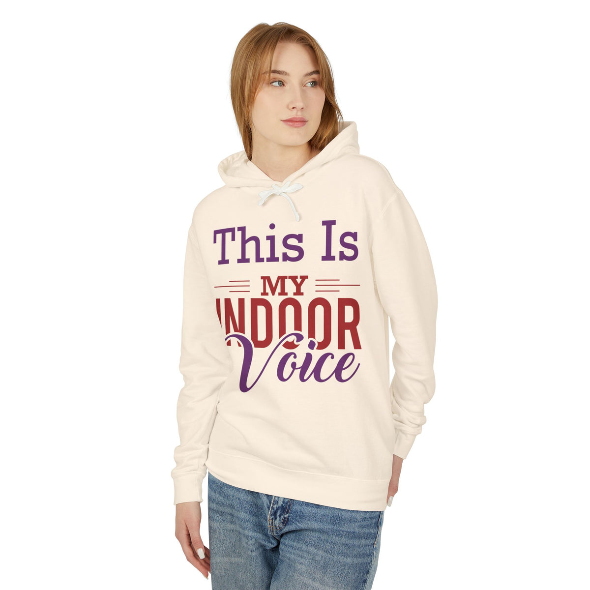 This Is My Indoor Voice Lightweight Women's Hooded Sweatshirt