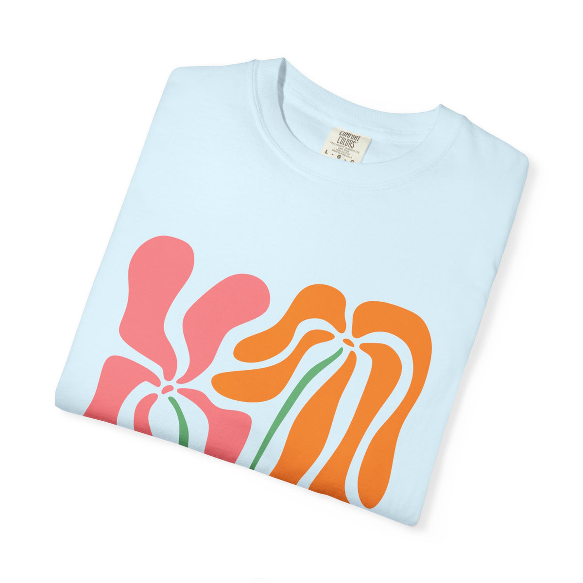 Groovy Pink & Orange Floral Garment-Dyed Women's T-Shirt