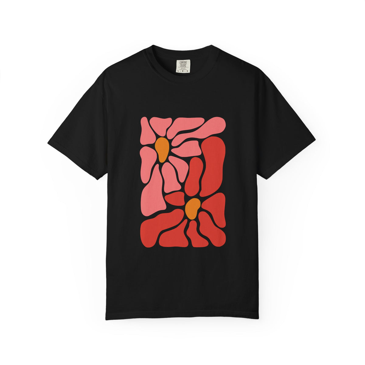 Pink Retro Flower Graphic Garment-Dyed Women's T-Shirt