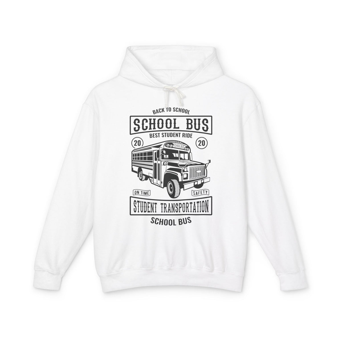 Back To School Bus Transportation Lightweight Hooded Sweatshirt