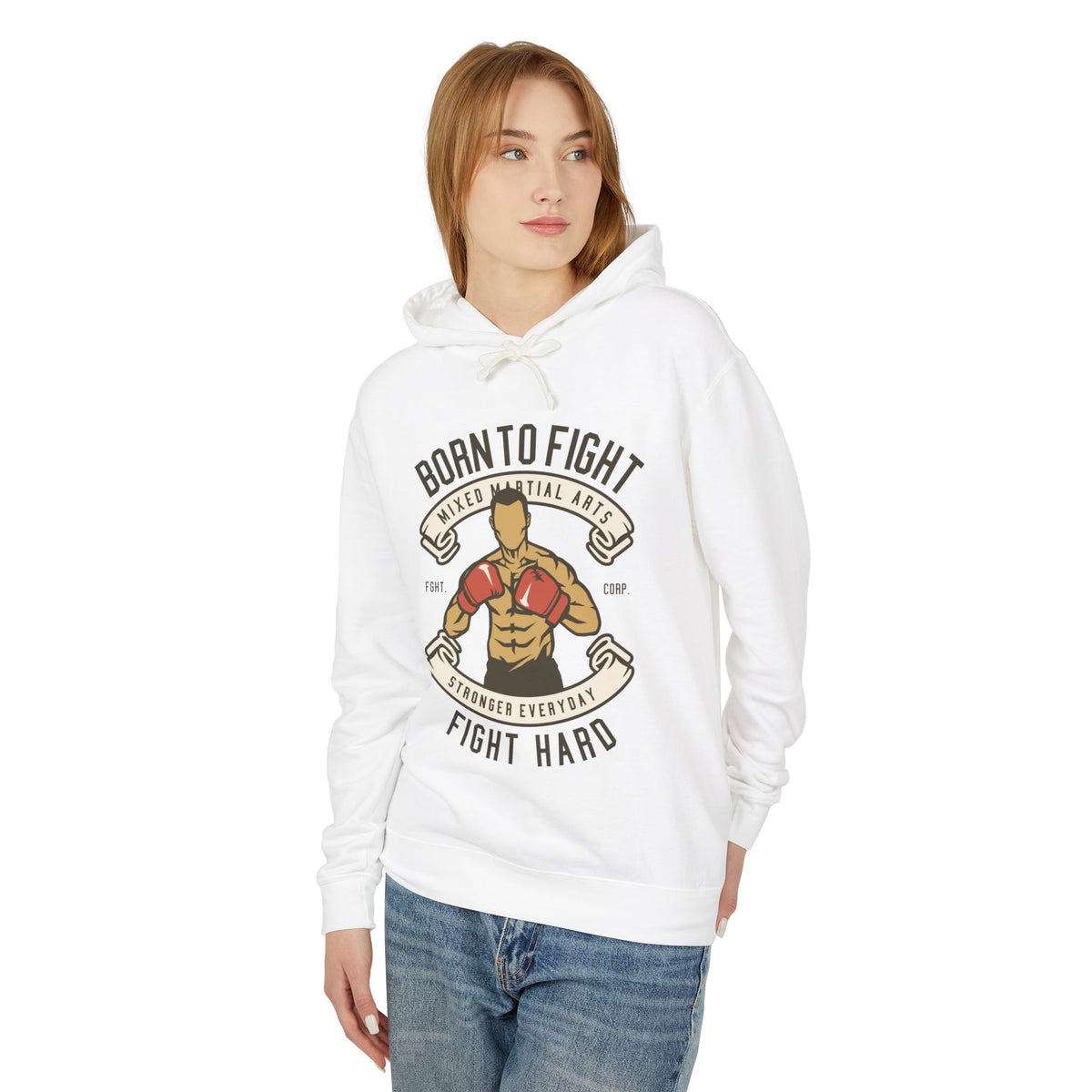 "Born to Fight" Lightweight Hooded Sweatshirt