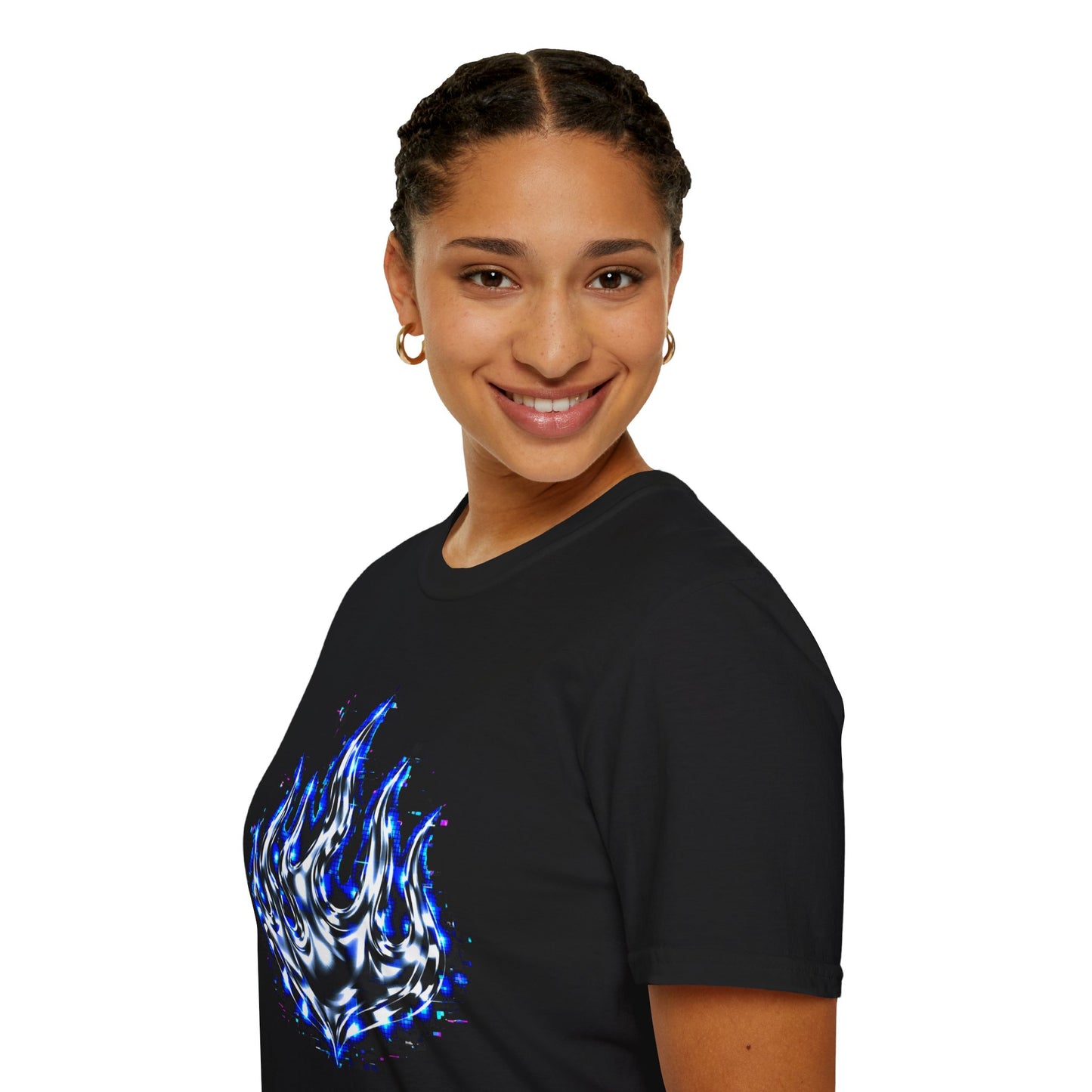 Blue Digital Flame Graphic Women's Tee