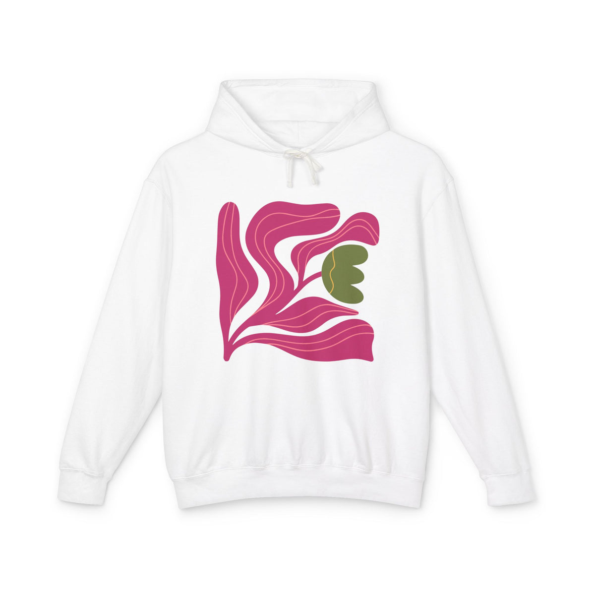 Abstract Pink Tulip Graphic Lightweight Women's Hooded Sweatshirt
