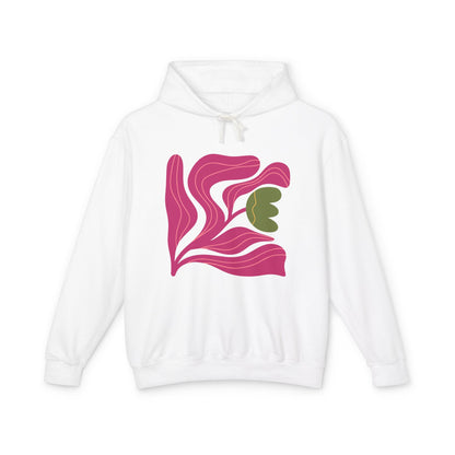 Abstract Pink Tulip Graphic Lightweight Women's Hooded Sweatshirt