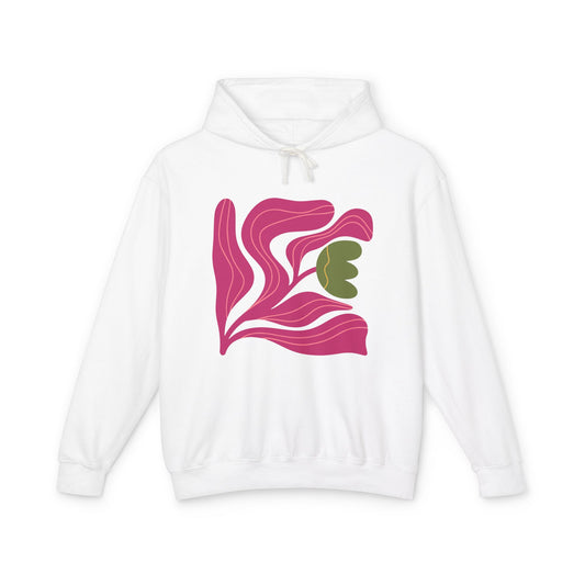 Abstract Pink Tulip Graphic Lightweight Women's Hooded Sweatshirt