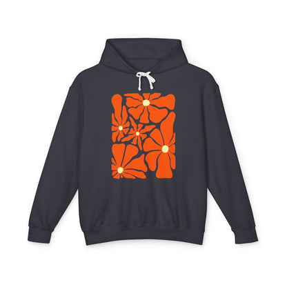 Retro Orange Floral Lightweight Women's Hooded Sweatshirt