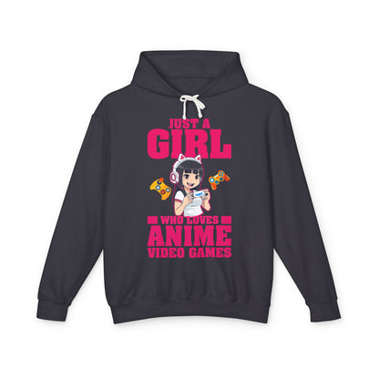 "Just A Girl Who Loves Anime & Video Games" Lightweight Women's Hooded Sweatshirt