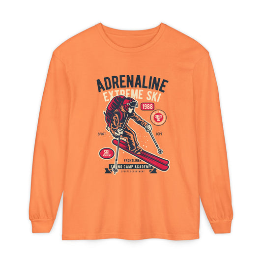 Adrenaline Extreme Ski Garment-Dyed Long Sleeve T-Shirt
