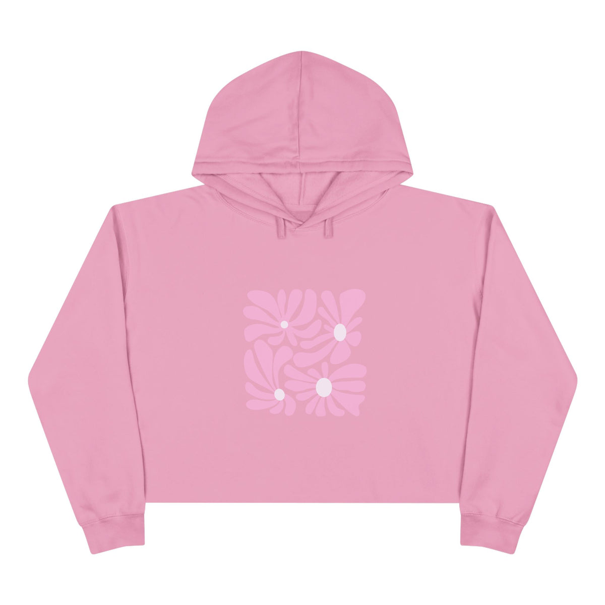 Pink Retro Floral Crop Hoodie