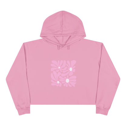 Pink Retro Floral Crop Hoodie