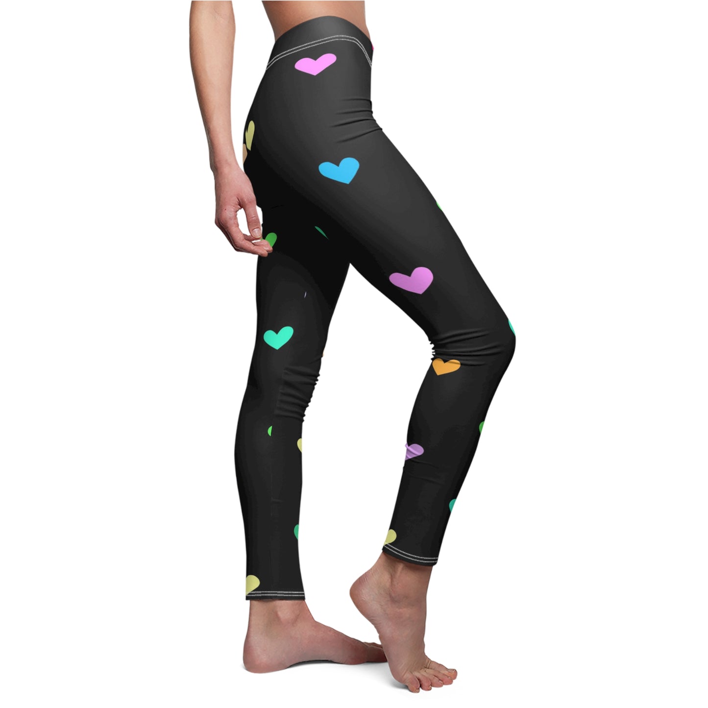 Black Heart Pattern Women's Casual Leggings