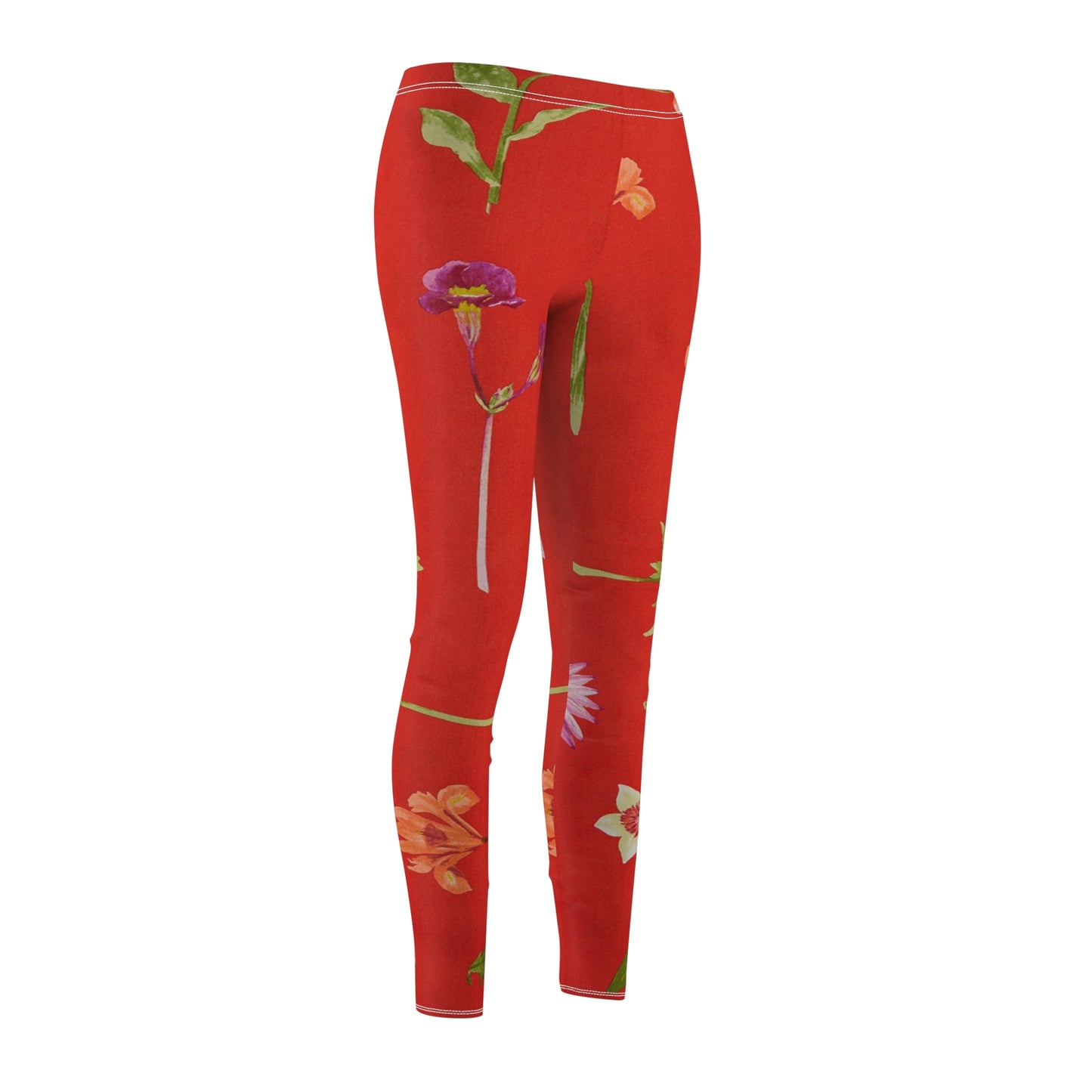 Floral Red All-Over Print Women's Casual Leggings