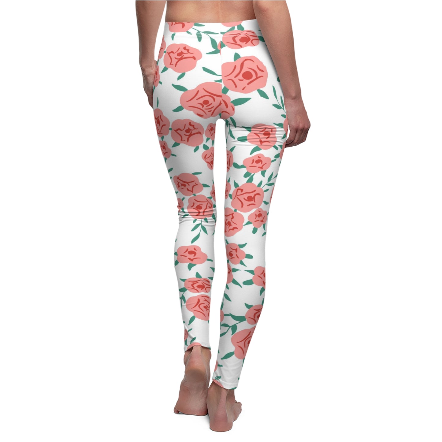 Floral Rose Print Women's Casual Leggings